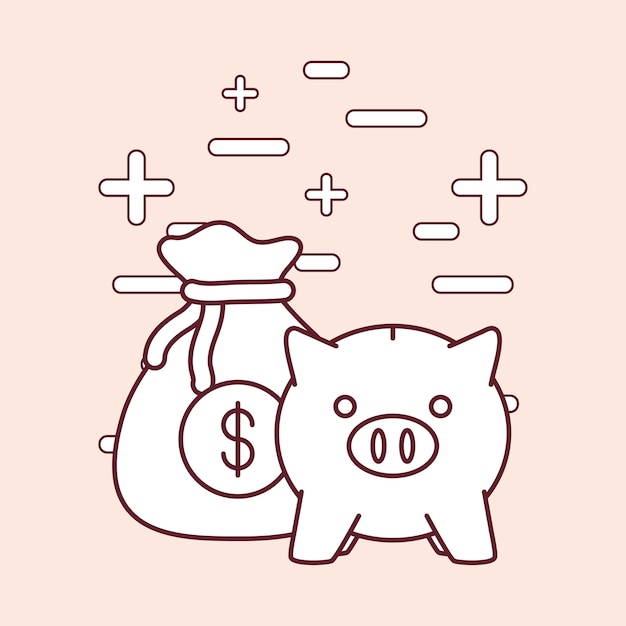 Piggy bank and money related icons