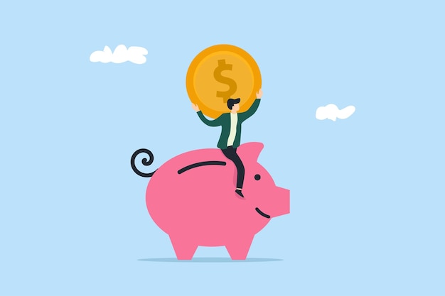 Piggy bank saving money financial concept