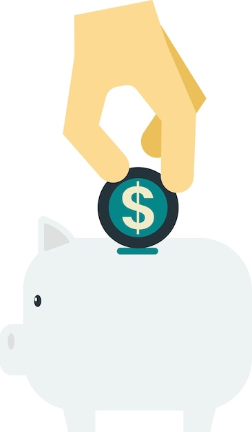 Piggy bank and saving money illustration in minimal style