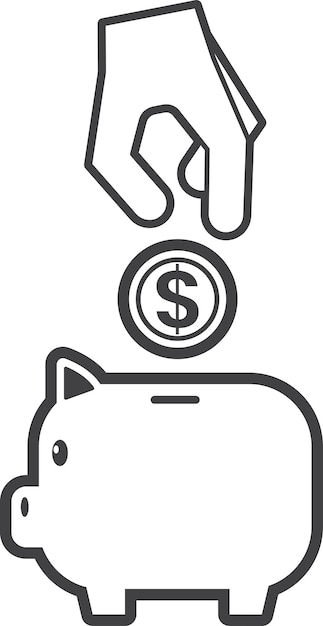 Piggy bank and saving money illustration in minimal style