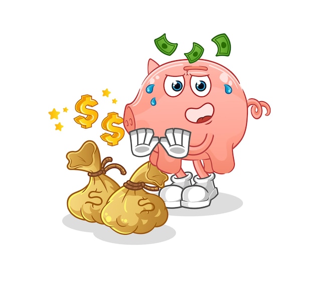 Piggy bank weigeren geld illustratie. karakter vector