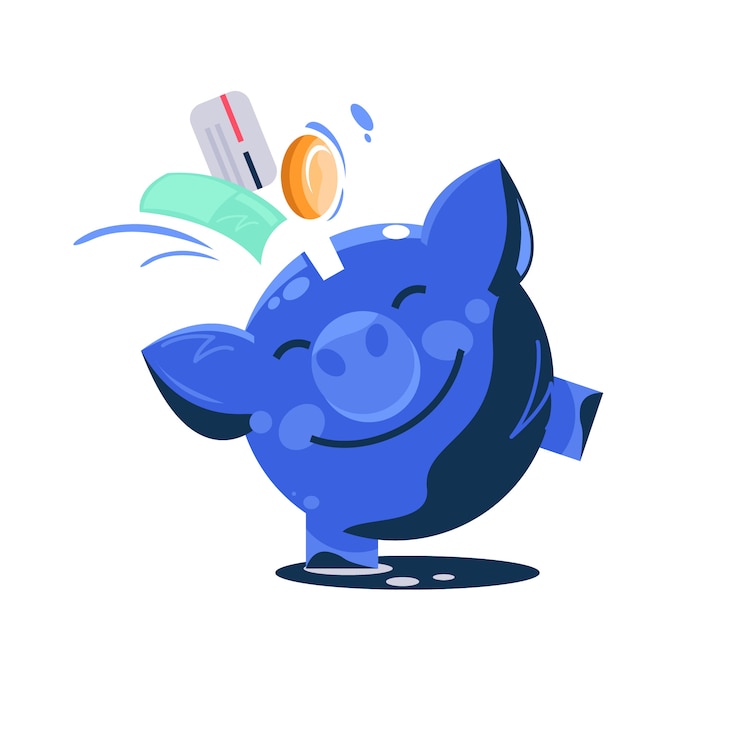 Vector piggy bank with coin