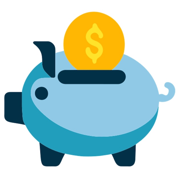 Vector piggy bank with money icon colored shapes