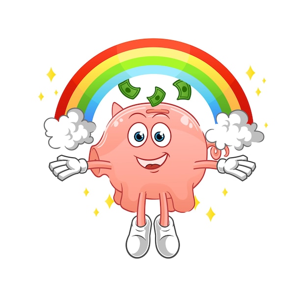 Piggy bank with a rainbow. cartoon vector