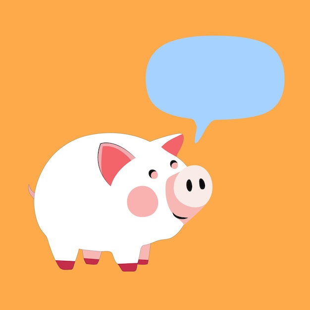 Vector piggy bank with speech bubble cute cartoon vector illustration