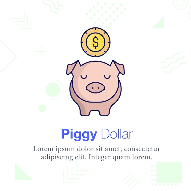 Piggy, Dollar, save money vector icon illustration