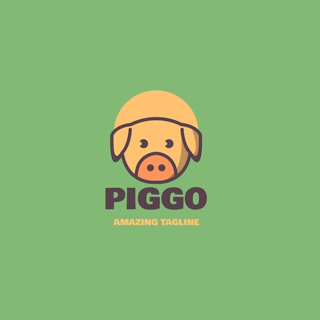 Vector piggy logo cartoon character