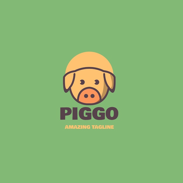 Vettore logo del personaggio dei cartoni animati piggy