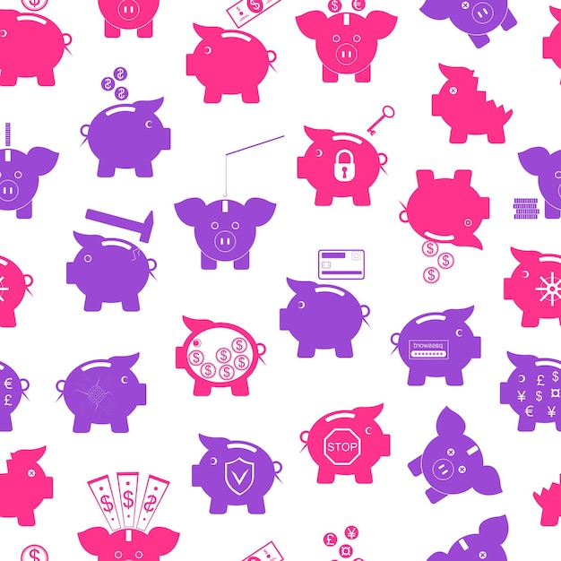 Vector piggy seamless pattern background vector