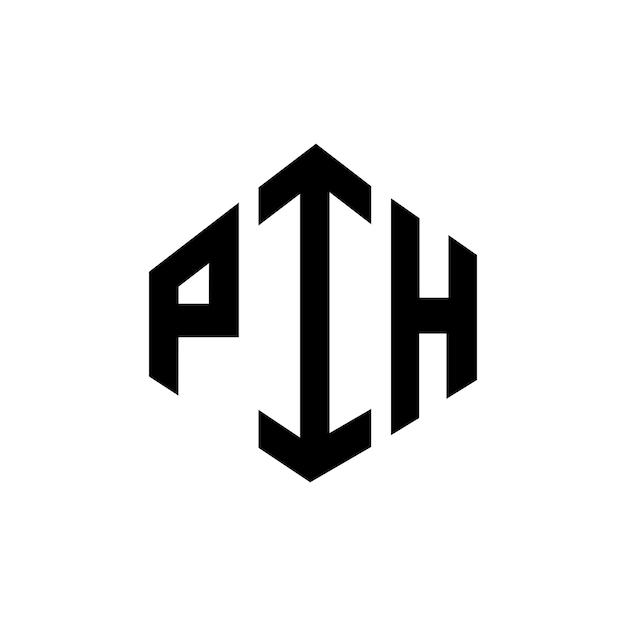 Дизайн логотипа с буквой PIH с формой многоугольника PIH дизайн логотипа в форме полигона и куба PIH шестиугольник векторный шаблон логотипа белые и черные цвета PIH монограмма бизнес и логотип недвижимости