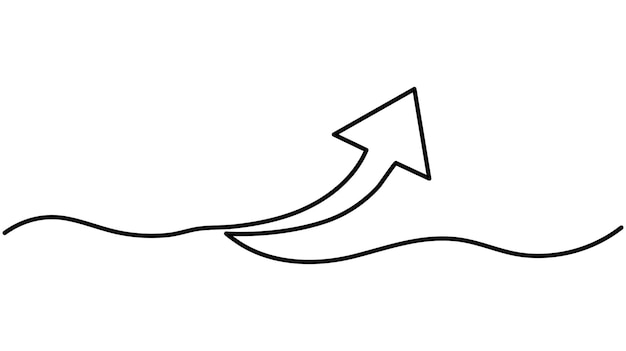 Pijl Continuous One Line Drawing Icon voor Modern Design Pijl één lijn tekenen Vector