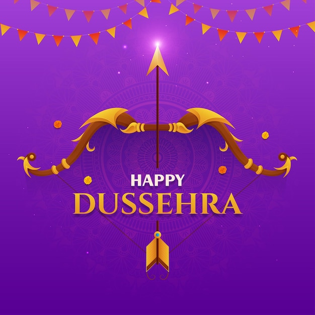 Pijl en boog van Rama in Happy Dussehra festival van India Happy navratri Durga Puja