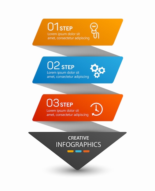 Pijl infographic concept sjabloon met 3 opties