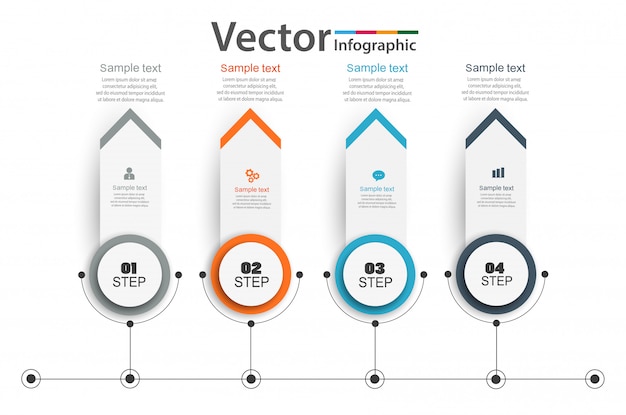 Pijl infographic ontwerp met 4 opties, stappen of processen