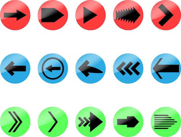 Vector pijl kleurpictogram instellen richting links en rechts vector kunst ontwerp abstracte ongebruikelijke mode illustratie