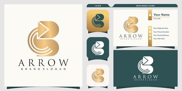 Pijl logo-ontwerp met letter b concept premium vector