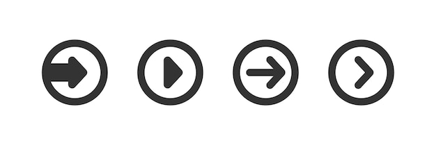 Pijl naar rechts icon set Een pijl in een cirkel vector design