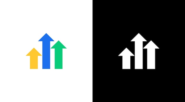 Pijl-omhoog of succes vooruitgang kleurrijke logo pictogram ontwerp