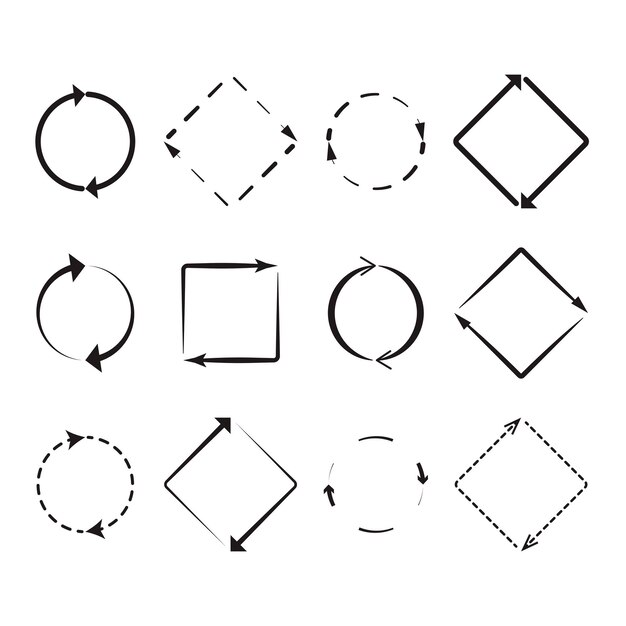 Vector pijl rond set update en uitwisseling