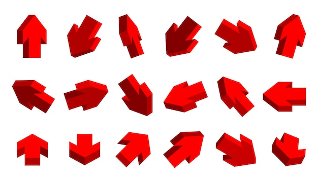 Pijl rood 3d navigatie teken moderne grote set