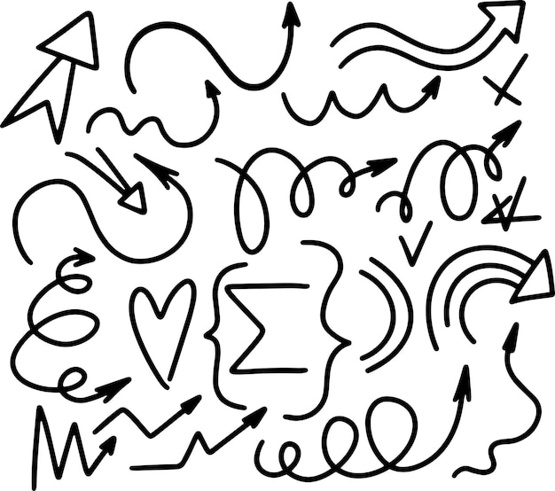 Pijl tekenen doodle scribble schets element set