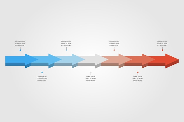 Vector pijl tijdlijn grafiek grafieksjabloon voor infographic voor presentatie voor 7 elementen