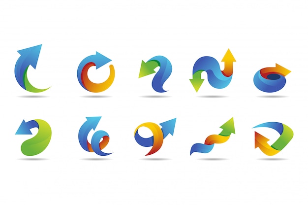 Pijl vector logo collectie met kleurrijke stijl