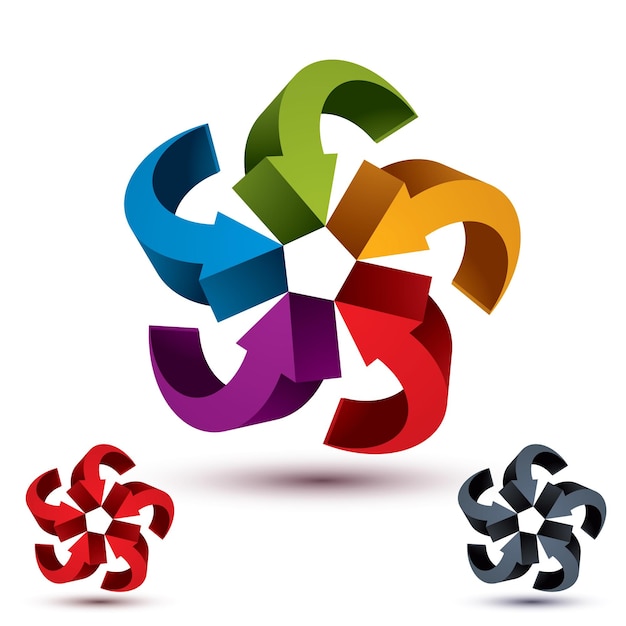 Pijlen abstracte lus symbool, vector conceptuele pictogram sjabloon, vector 3d-pictogram set.