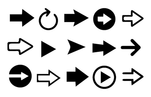 Pijlen grote zwarte set iconen collectie Pijl Cursor Moderne eenvoudige pijlen