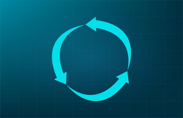 Pijlen in een cirkel recycling symbool Vector illustratie op blauwe achtergrond Eps 10