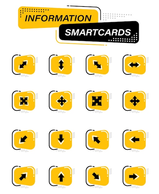 Pijlen kleur vector iconen op informatie smartcards voor gebruikersinterface ontwerp