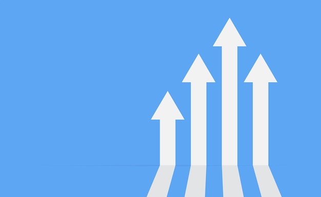 Pijlen omhoog op blauwe achtergrond Zakelijke pijl doel richting succes en groei concepten