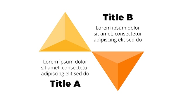 Pijlen vector infographic presentatiesjabloon driehoeken grafiek 2 stappen delen