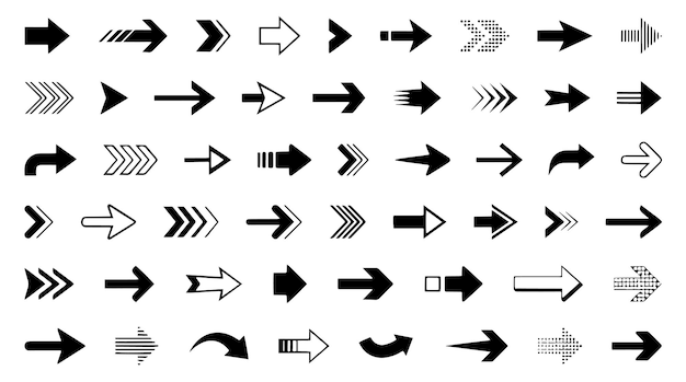 Pijlpictogram Pijl grote zwarte set iconen Pijl vector collectie Pijlen Cursor Pijl Moderne eenvoudige