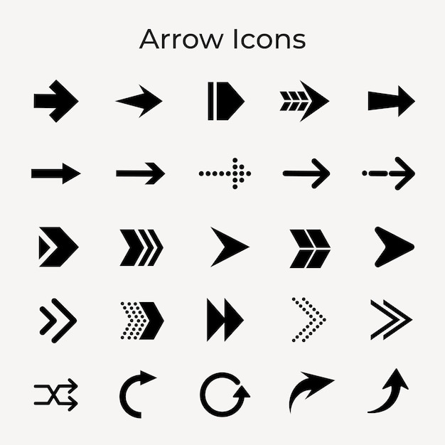 pijlpictogram zwarte zakelijke sticker richting symbool vector set