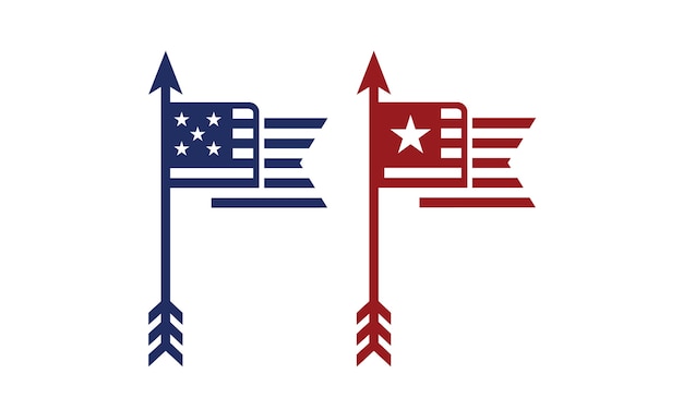 Pijlpunt en amerikaanse vlag