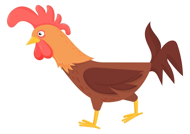 Pik cartoon icoon Grappige kip Boerderij haan geïsoleerd op een witte achtergrond