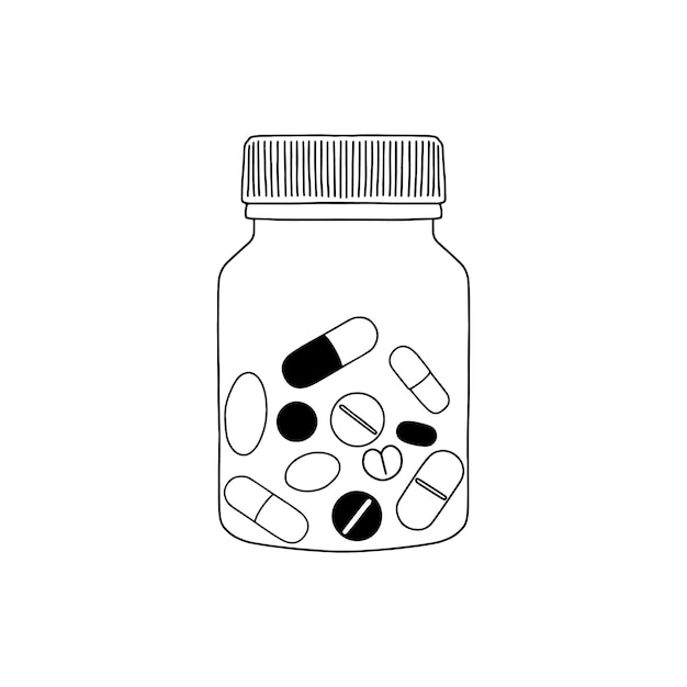 Pil fles lineaire vectorillustratie. Voorschrift fles.