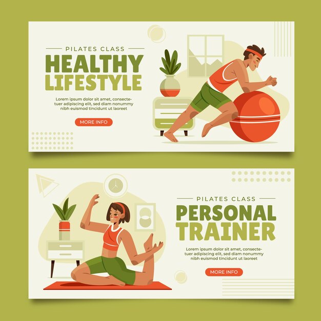 Vector pilates banner set