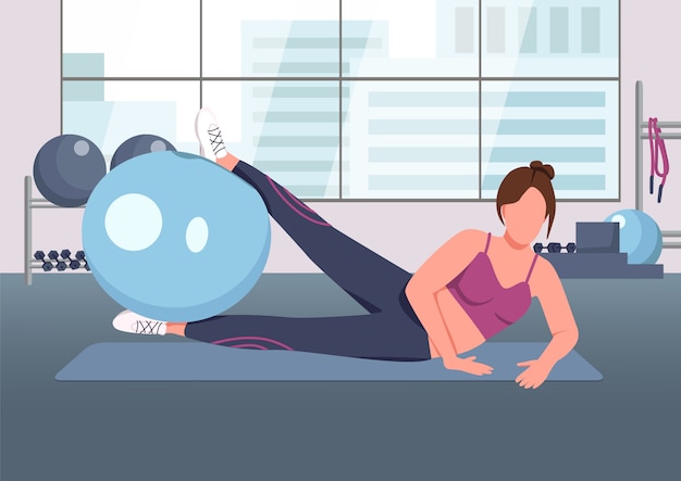 Pilates flat color illustration