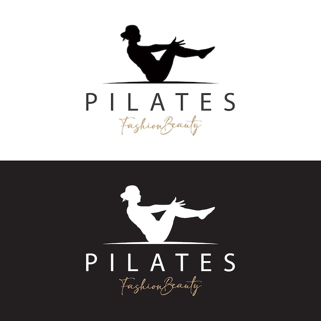 Пилатес позирует логотип йоги дизайн логотипа векторные иллюстрации шаблона