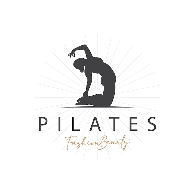 Пилатес Позирует Логотип Йоги Дизайн Логотипа Векторные Иллюстрации Шаблона