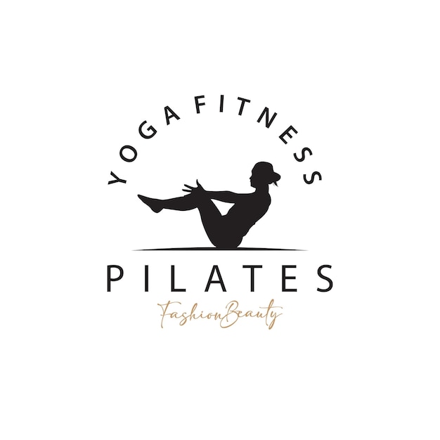 Pilates Pose Logo Yoga Logo Design Vector Template Illustration