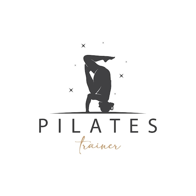 Pilates Pose Logo Yoga Logo Design Vector Template Illustration