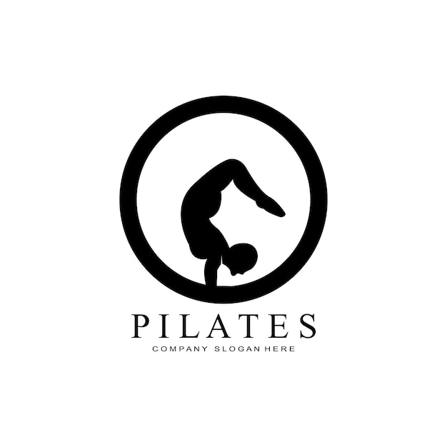 Pilates seduta pose icona logo simbolo un esercizio yoga calmante che muove tutto il corpo