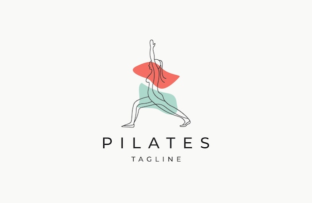 Pilates yoga logo icon design template flat vector illustration