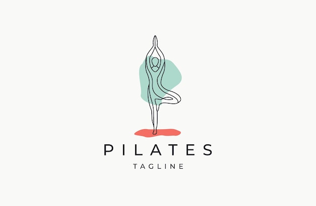 Illustrazione vettoriale piatta del modello di progettazione dell'icona del logo pilates yoga