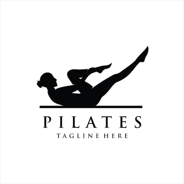 Pilates zitpositie vrouwelijk silhouet logo ontwerp vector