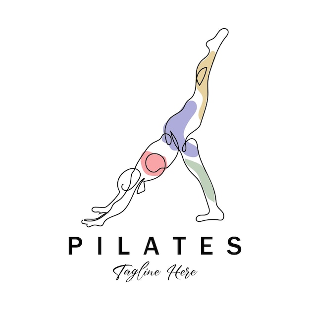 Pilates Zittend Pose logo pictogram symbool een kalmerende yoga-oefening die het hele lichaam beweegt