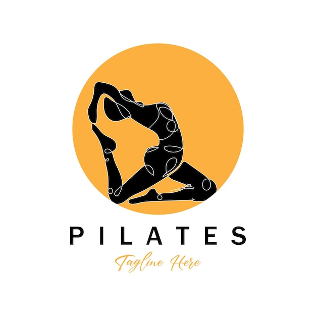 Pilates Zittend Pose logo pictogram symbool een kalmerende yoga-oefening die het hele lichaam beweegt